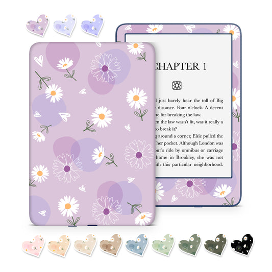 Daisy flowers with hearts 3M premium vinyl skins wraps for Amazon Kindle
