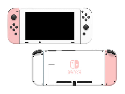 Solid Baby Pink and White Full Wrap Vinyl Skin for Nintendo Switch