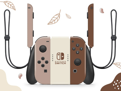 Coffee Cappuccino inspired solid color warm brown cream vanilla Full Wrap Vinyl Skin for Nintendo Switch