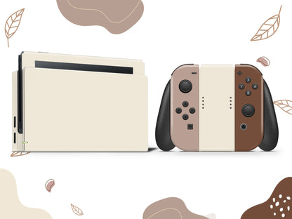 Coffee Cappuccino inspired solid color warm brown cream vanilla Full Wrap Vinyl Skin for Nintendo Switch