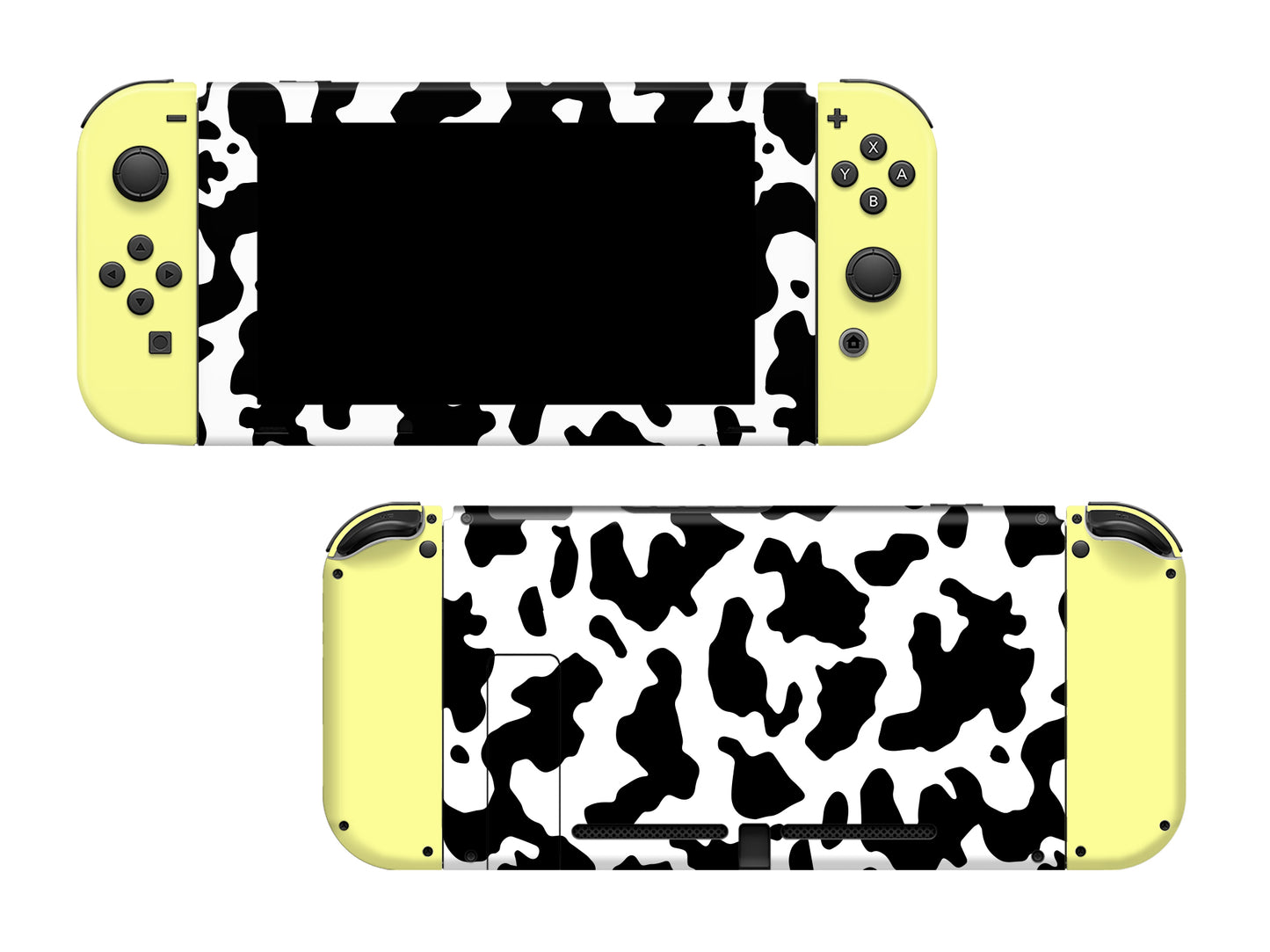 Cow print with solid color yellow Vinyl Skin for Nintendo Switch