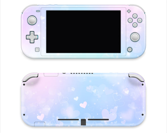 Pastel Pink blue with Hearts Full Wrap Vinyl Skin