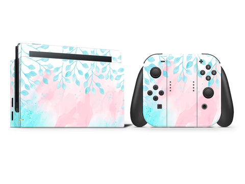 Watercolor Painting Leaves Full Wrap Vinyl Skin for Nintendo Switch