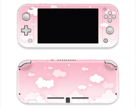 Pastel Pink Sky Clouds Full Wrap Vinyl Skin for Switch Lite