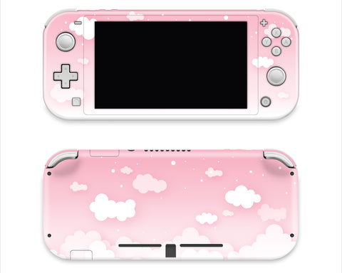 Pastel Pink Sky Clouds Full Wrap Vinyl Skin for Switch Lite