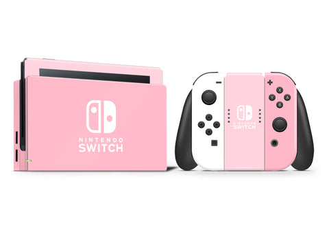 Solid Pastel pink Cherry pink White Full Wrap Vinyl Skin for Nintendo Switch