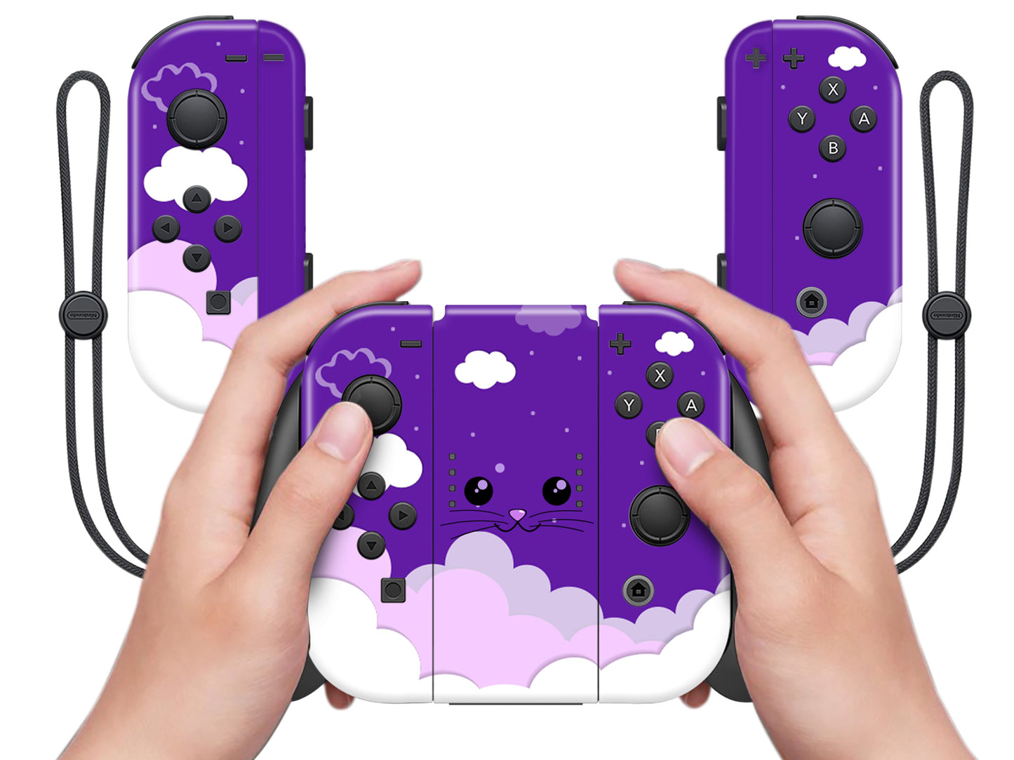 Cute Kittens Purple Sky Clouds Full Wrap Vinyl Skin for Nintendo Switch