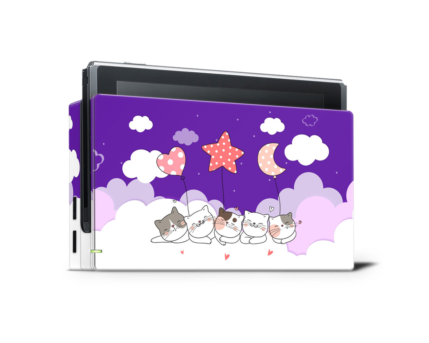 Cute Kittens Purple Sky Clouds Full Wrap Vinyl Skin for Nintendo Switch