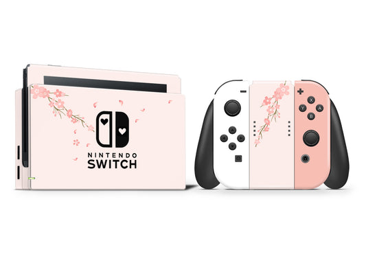 Cherry Blossom and Pastel Solid color Full Wrap Vinyl Skin for Nintendo Switch